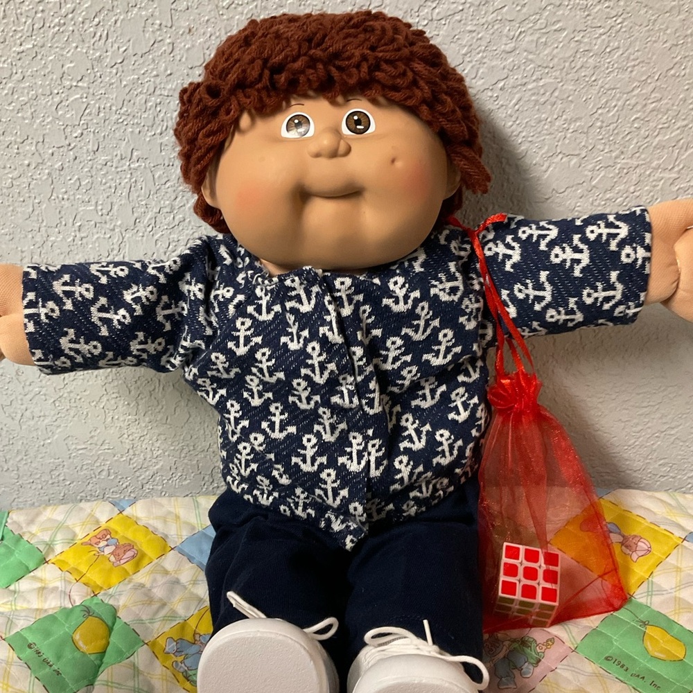 Vintage Cabbage Patch Kid Boy Auburn Hair Brown Eyes Head Mold #8 1986